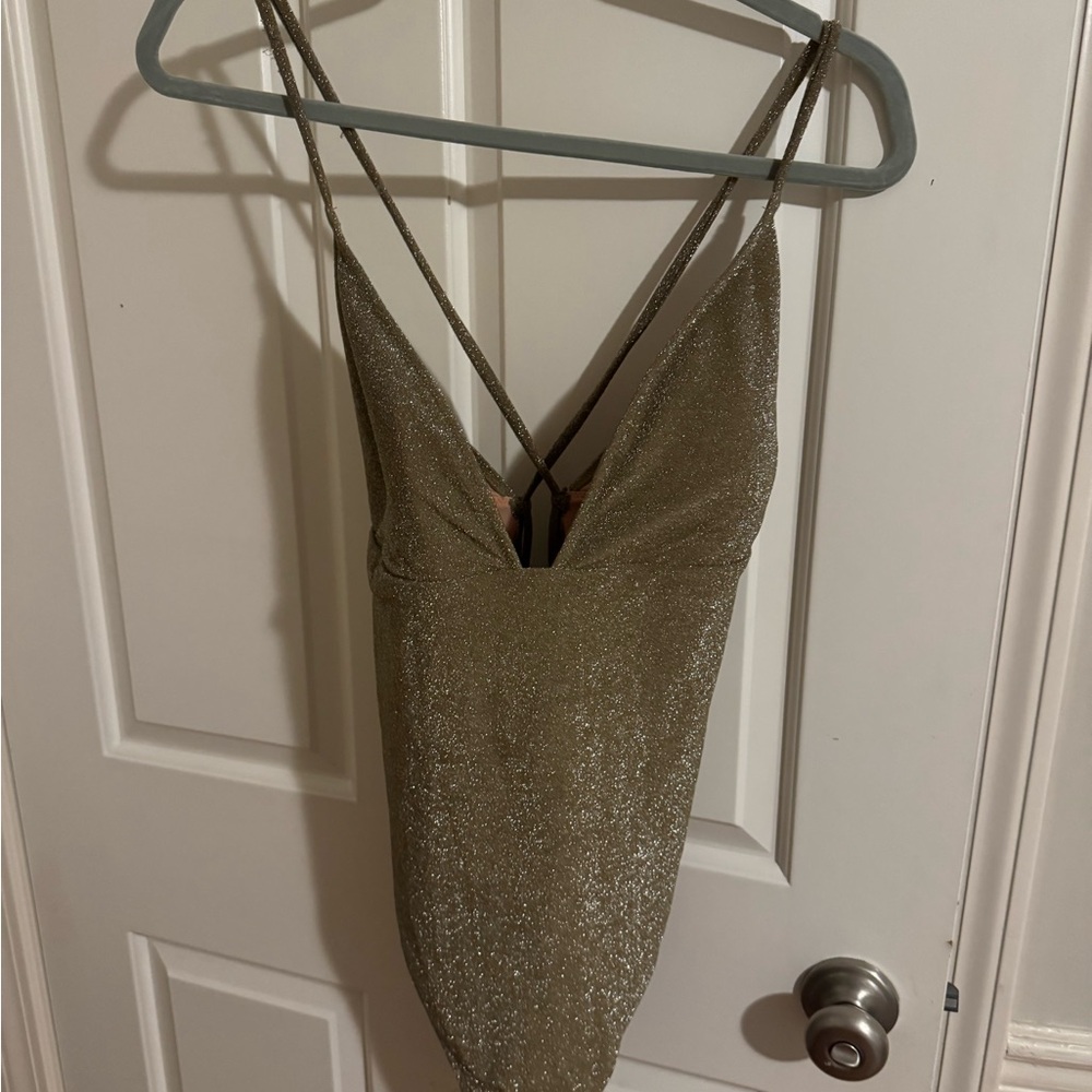 J. Crew Gold bathing suit with Plunge Neckline. NWT